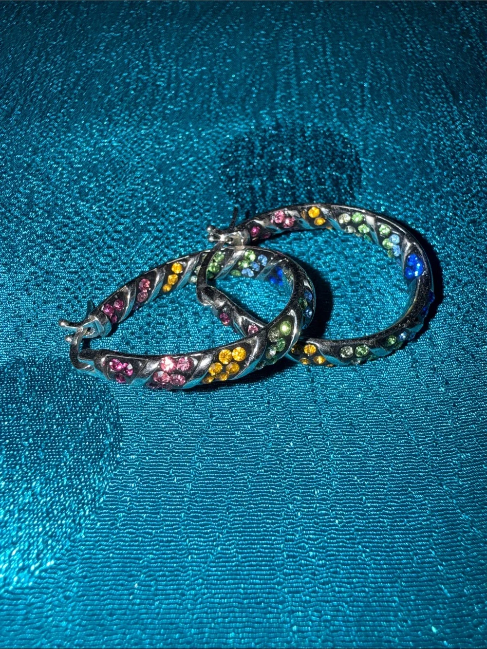 Multicolor Crystal Hoop Earrings - Women Jewelry
